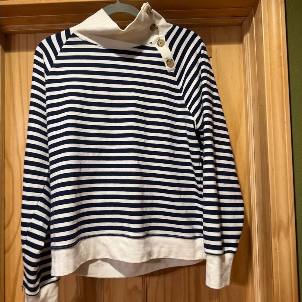 J Crew Navy and White Striped Knit Top